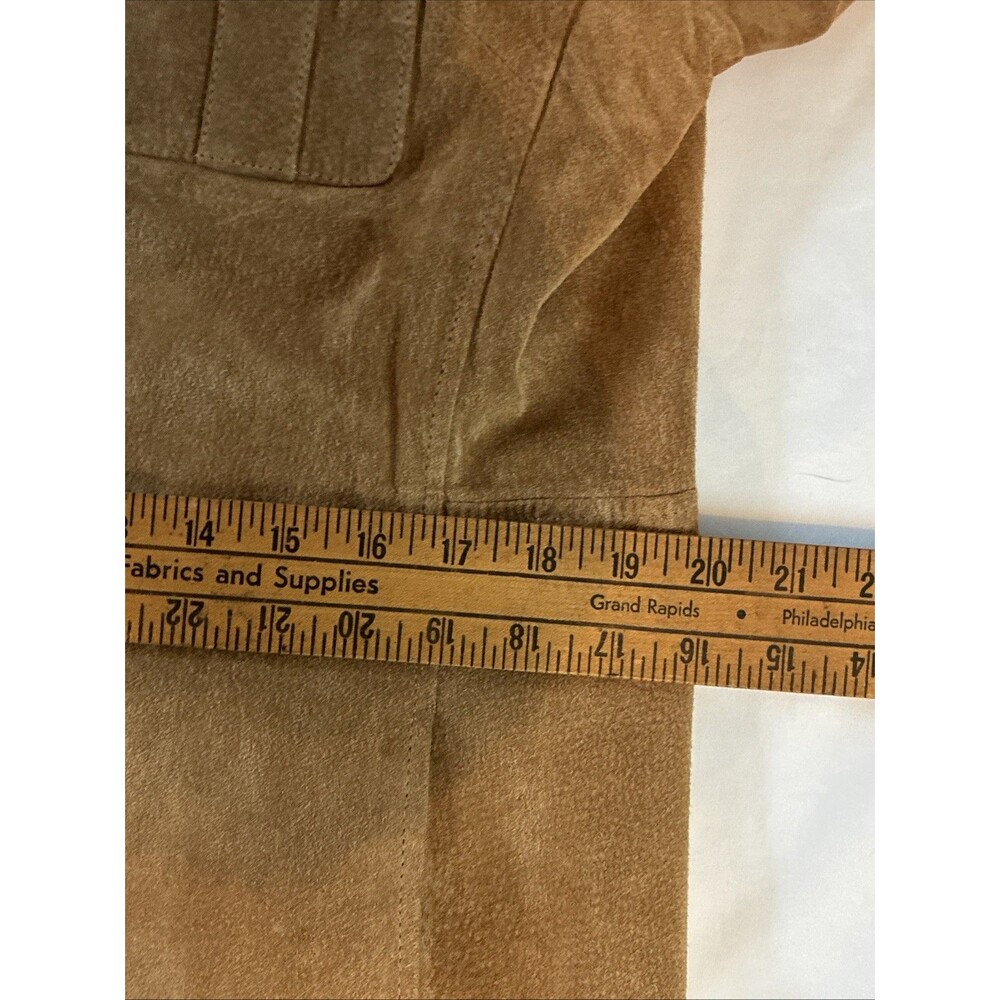 Style & Co Tan Suede Leather Jacket Blazer Sz PL Structured Western Earthy Boho - Picture 13 of 16